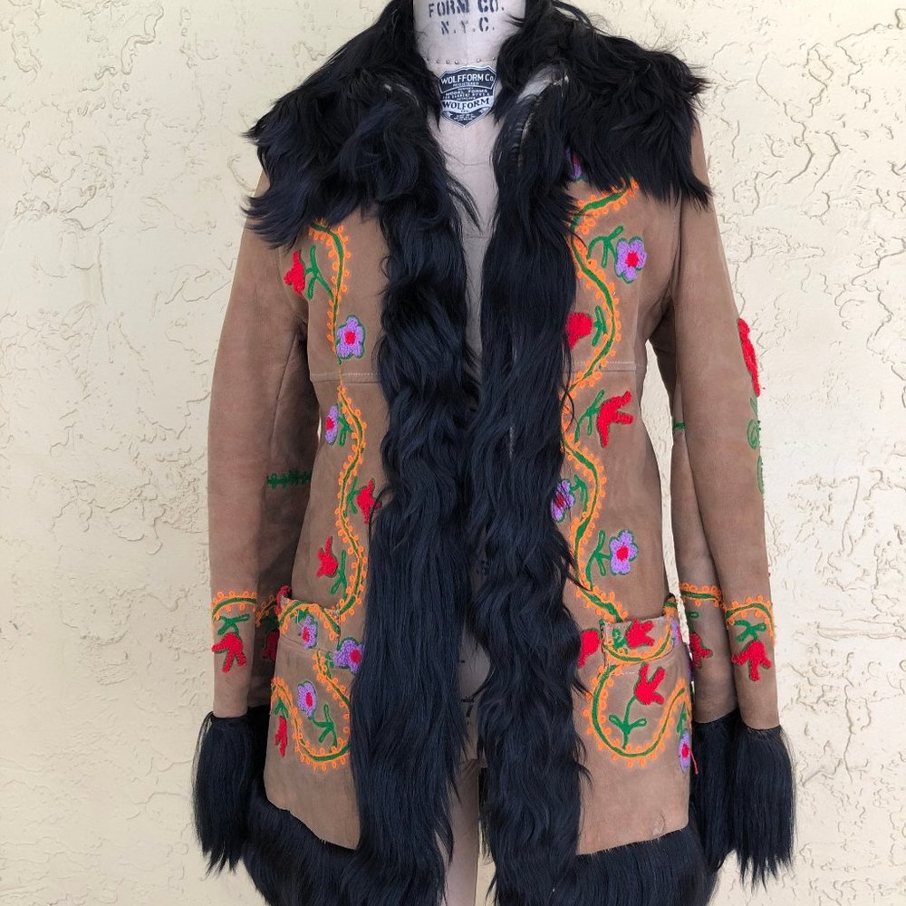 70s Coat, Yaqub Coat, Sheepskin Coat, Penny Lane Coat, Embroidered Coat